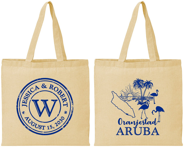 Personalized Wedding Cotton Tote Bags - Aruba | 505