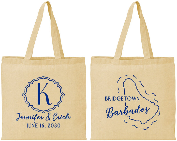 Personalized Wedding Cotton Tote Bags - Barbados | 508