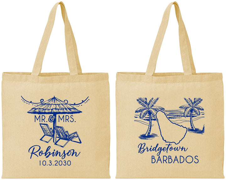 Personalized Wedding Cotton Tote Bags - Barbados | 509