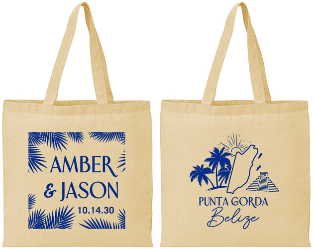 Personalized Wedding Cotton Tote Bags - Belize | 511