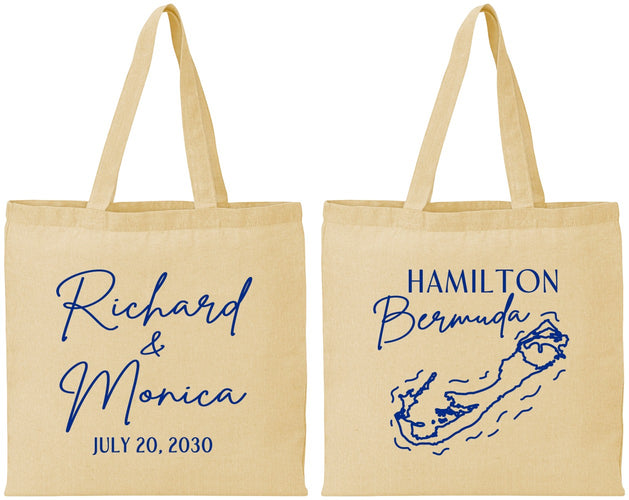 Personalized Wedding Cotton Tote Bags - Bermuda | 512