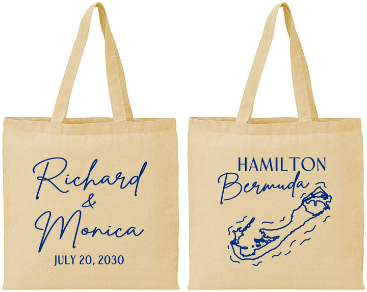 Personalized Wedding Cotton Tote Bags - Bermuda | 512