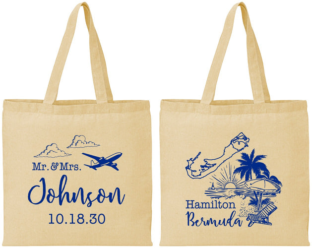 Personalized Wedding Cotton Tote Bags - Bermuda | 513