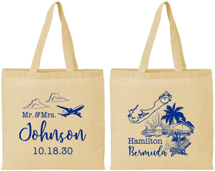 Personalized Wedding Cotton Tote Bags - Bermuda | 513
