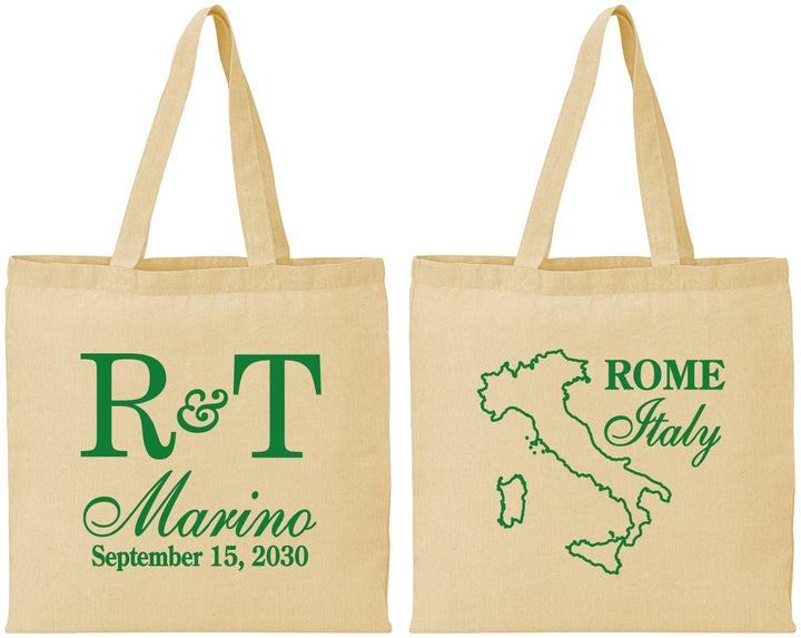 Personalized Wedding Cotton Tote Bags - Italy | 514