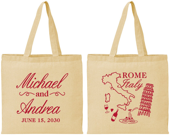Personalized Wedding Cotton Tote Bags - Italy | 515