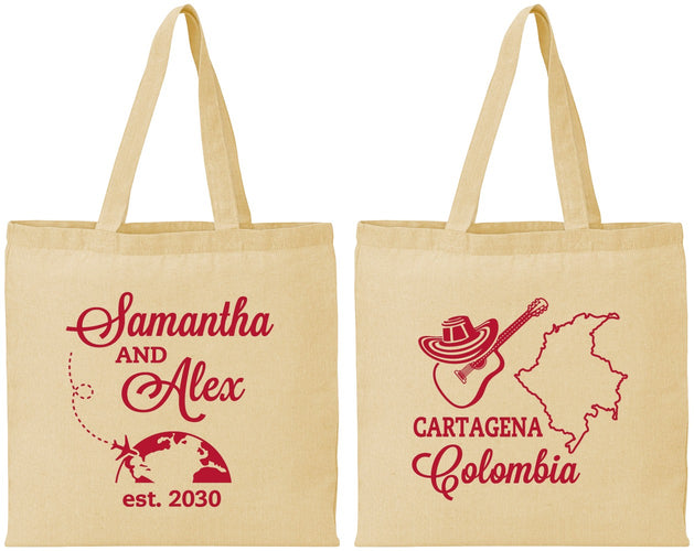 Personalized Wedding Cotton Tote Bags - Colombia | 517