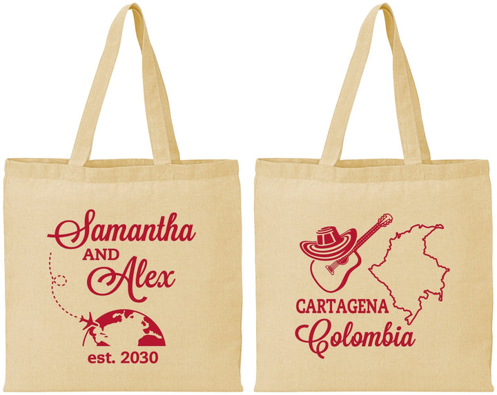 Personalized Wedding Cotton Tote Bags - Colombia | 517