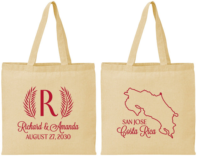 Personalized Wedding Cotton Tote Bags - Costa Rica | 518
