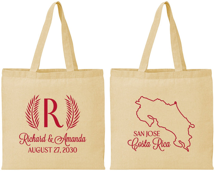 Personalized Wedding Cotton Tote Bags - Costa Rica | 518