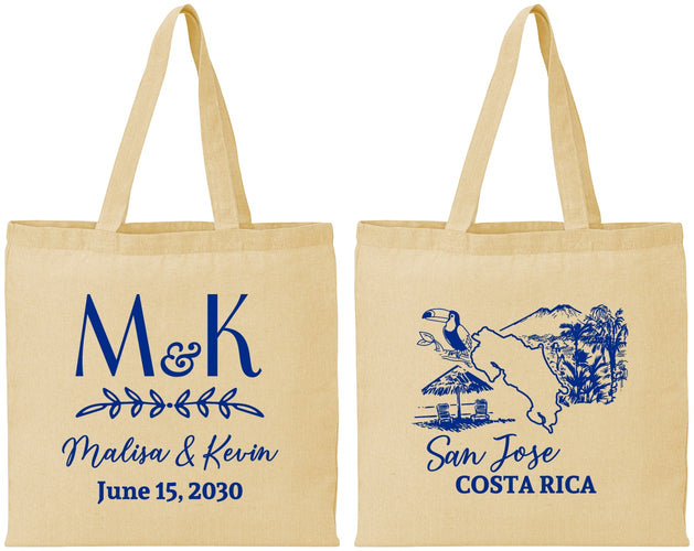 Personalized Wedding Cotton Tote Bags - Costa Rica | 519