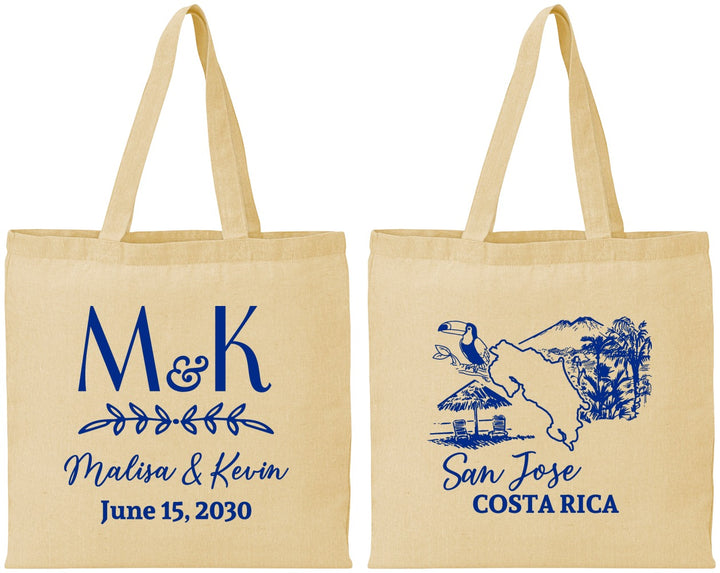 Personalized Wedding Cotton Tote Bags - Costa Rica | 519