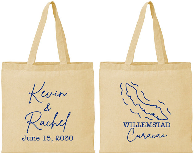 Personalized Wedding Cotton Tote Bags - Curacao | 520