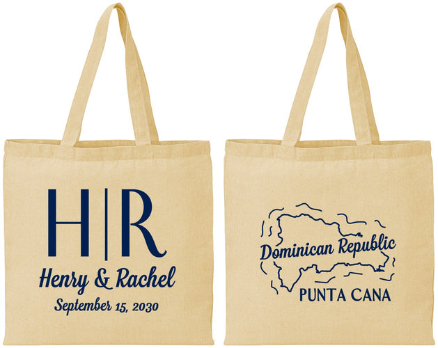 Personalized Wedding Cotton Tote Bags - Domincan Republic | 522