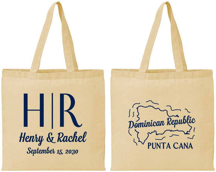 Personalized Wedding Cotton Tote Bags - Domincan Republic | 522