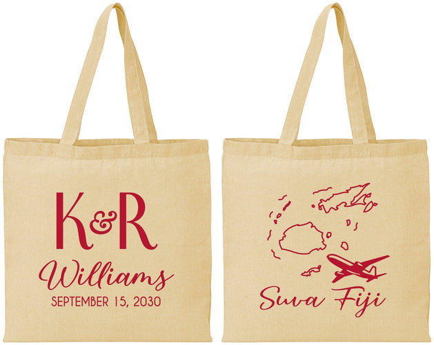 Personalized Wedding Cotton Tote Bags - Fiji | 524