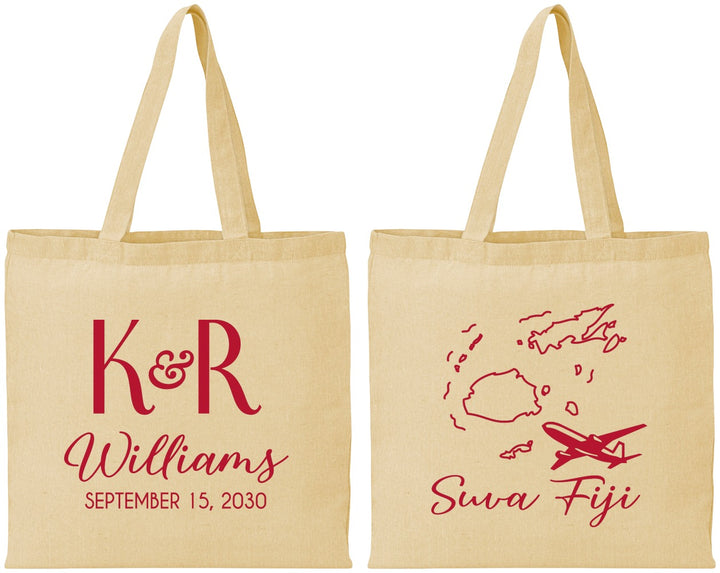 Personalized Wedding Cotton Tote Bags - Fiji | 524