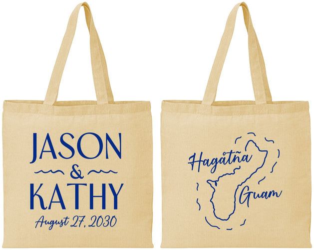 Personalized Wedding Cotton Tote Bags - Guam | 526