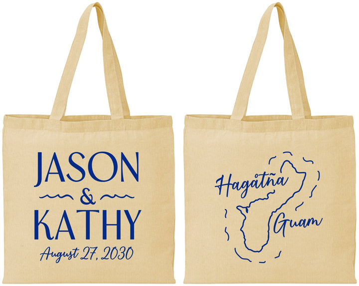 Personalized Wedding Cotton Tote Bags - Guam | 526