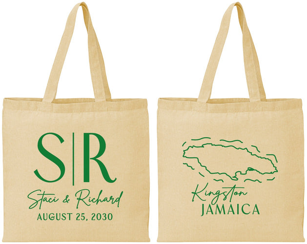 Personalized Wedding Cotton Tote Bags - Jamaica | 530