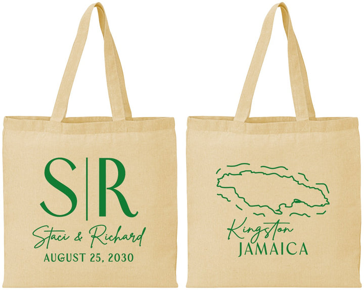 Personalized Wedding Cotton Tote Bags - Jamaica | 530