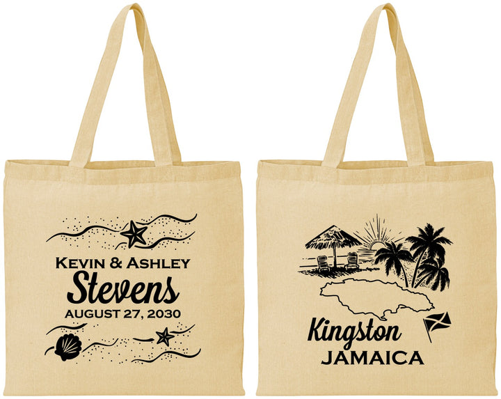 Personalized Wedding Cotton Tote Bags - Jamaica | 531