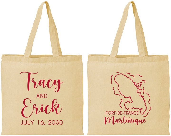 Personalized Wedding Cotton Tote Bags - Martinique | 532