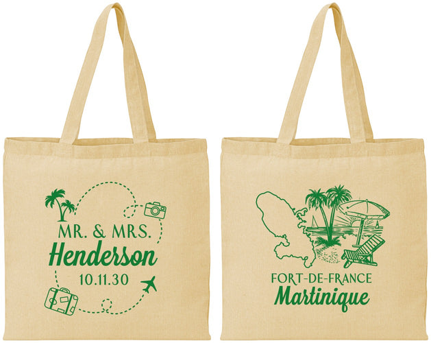 Personalized Wedding Cotton Tote Bags - Martinique | 533