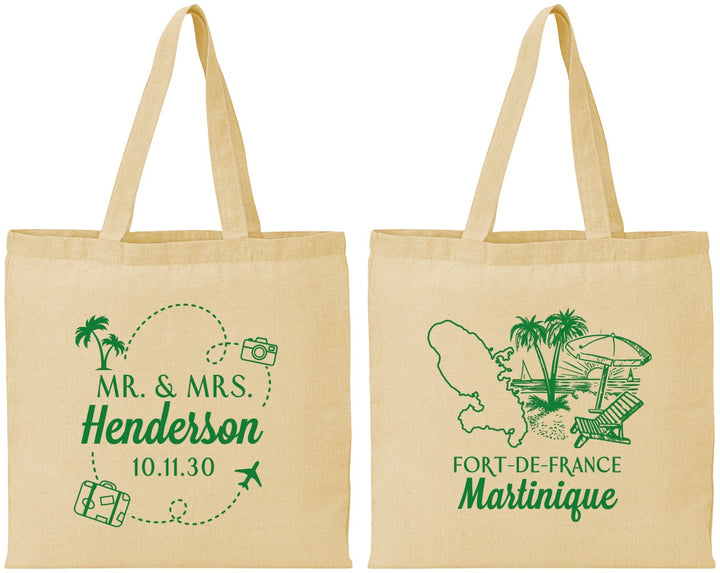 Personalized Wedding Cotton Tote Bags - Martinique | 533