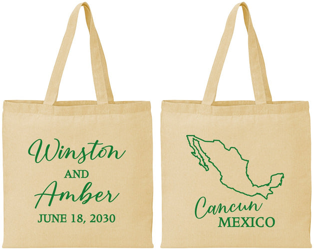 Personalized Wedding Cotton Tote Bags - Mexico | 534