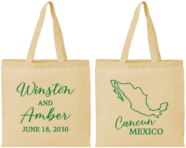 Personalized Wedding Cotton Tote Bags - Mexico | 534