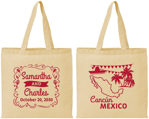 Personalized Wedding Cotton Tote Bags - Mexico | 535