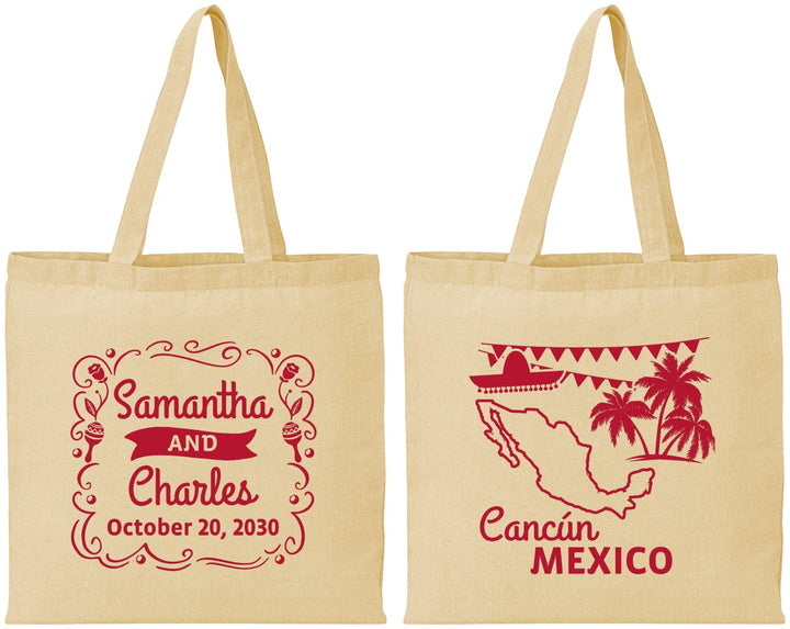Personalized Wedding Cotton Tote Bags - Mexico | 535
