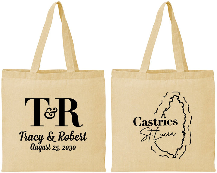 Personalized Wedding Cotton Tote Bags - St Lucia | 540