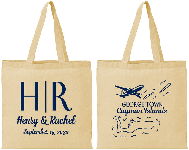 Personalized Wedding Cotton Tote Bags - Cayman Island | 544