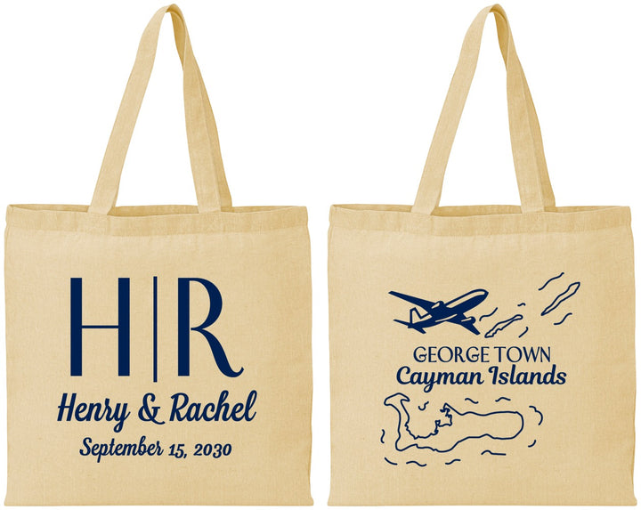 Personalized Wedding Cotton Tote Bags - Cayman Island | 544