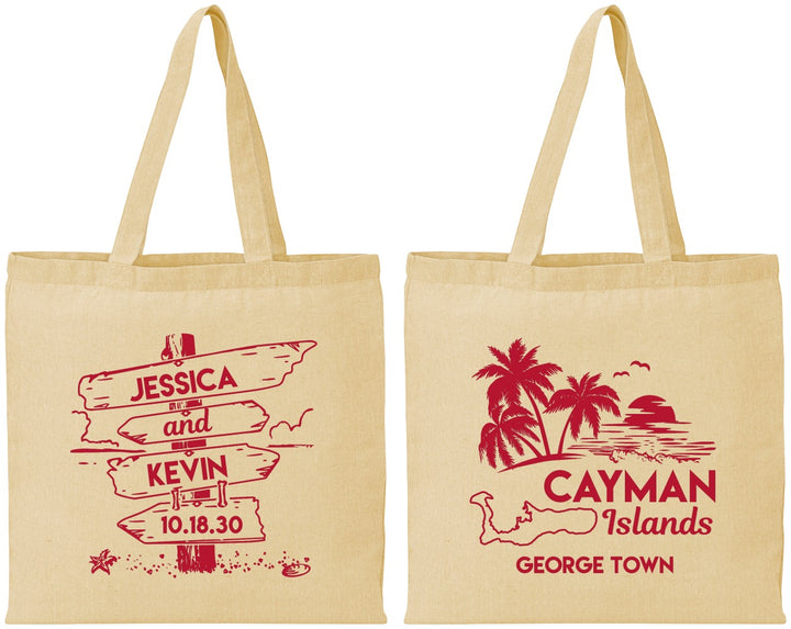 Personalized Wedding Cotton Tote Bags - Cayman Island | 545