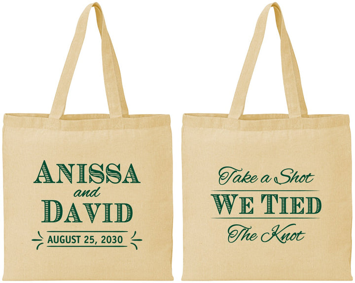 Personalized Wedding Cotton Tote Bags - Take A Shot We Tied The Knot | 551