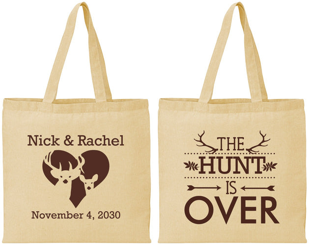 Personalized Wedding Cotton Tote Bags - The Hunt Is Over | 554
