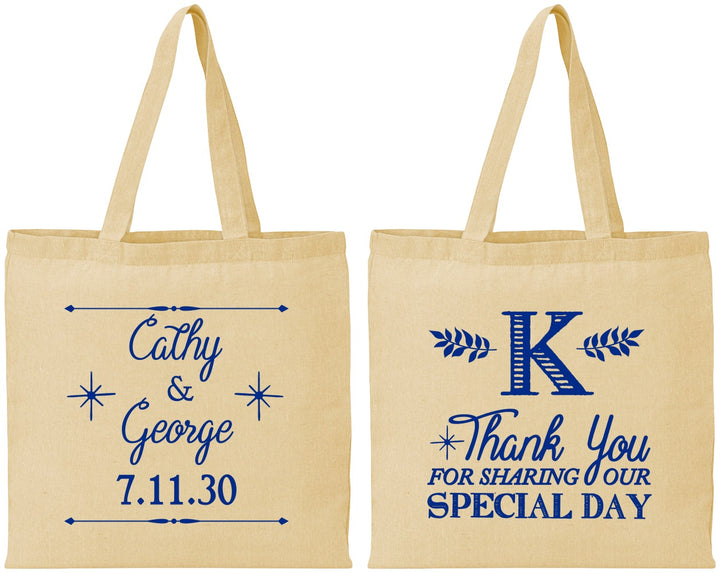 Personalized Wedding Cotton Tote Bags - Monogram | 556