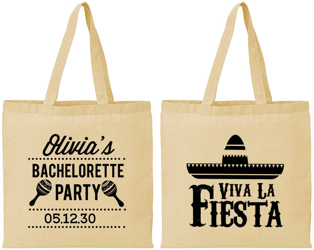 Personalized Bachelorette Cotton Tote Bags - Viva La Fiesta | 60001