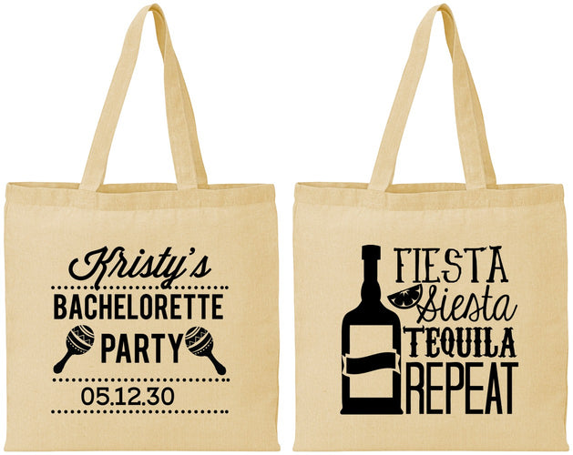 Personalized Bachelorette Cotton Tote Bags - Fiesta Siesta Tequila Repeat | 60002