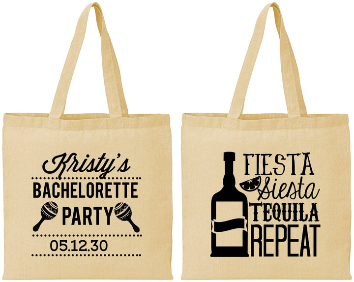 Personalized Bachelorette Cotton Tote Bags - Fiesta Siesta Tequila Repeat | 60002