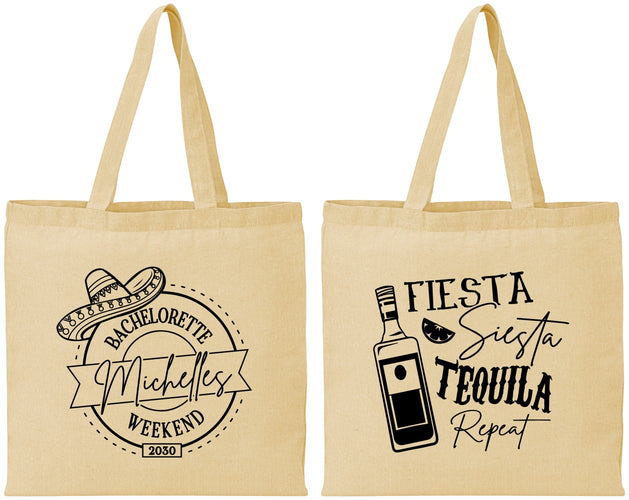 Personalized Bachelorette Cotton Tote Bags - Fiesta Siesta Tequila Repeat | 60004