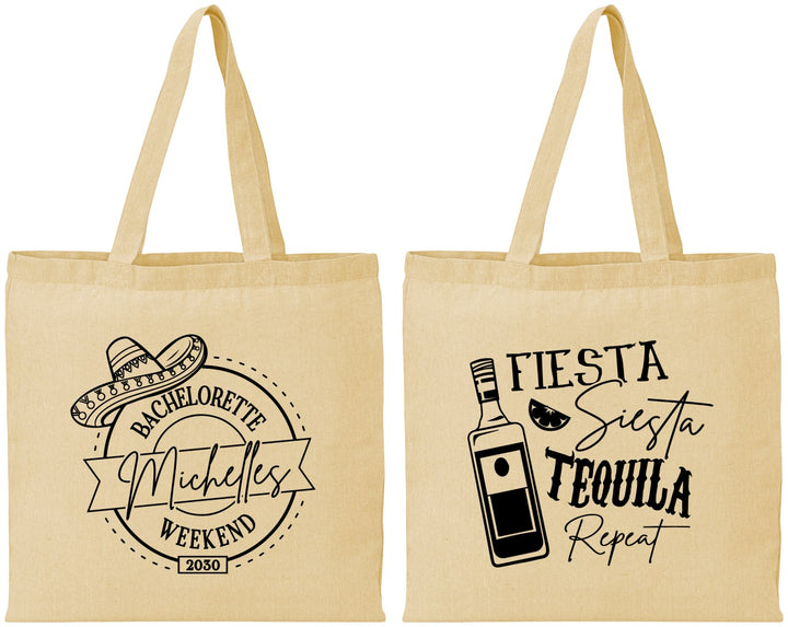 Personalized Bachelorette Cotton Tote Bags - Fiesta Siesta Tequila Repeat | 60004