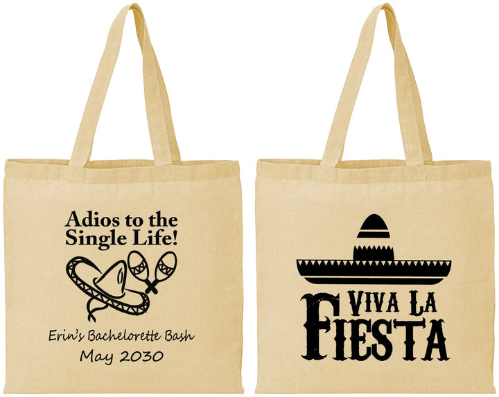 Personalized Bachelorette Cotton Tote Bags - Viva La Fiesta | 60005