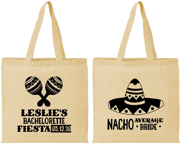 Personalized Bachelorette Cotton Tote Bags - Nacho Average Bride | 60007