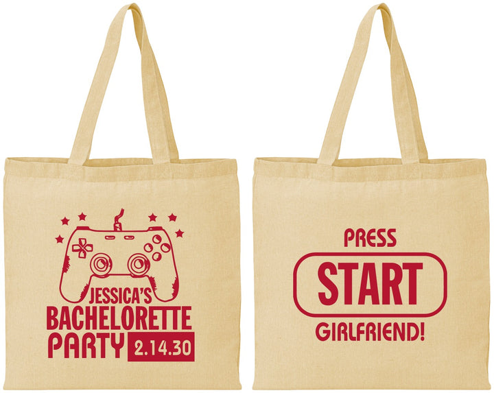 Personalized Bachelorette Cotton Tote Bags - Video Games | 60009