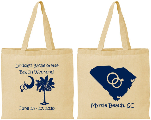 Personalized Bachelorette Cotton Tote Bags - South Carolina | 60012