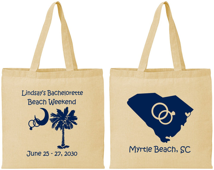 Personalized Bachelorette Cotton Tote Bags - South Carolina | 60012